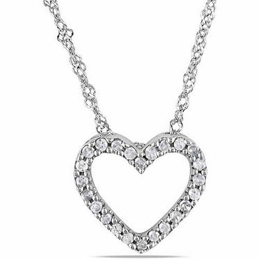 Silvercartvila Heart Pendant Necklace With 18 Chain 1/4Ct Heart Simulated Diamond In 14K White Gold Plated Silvercartvila Heart Pendant Necklace With 18 Chain 1/4Ct Heart Simulated Diamond In 14K White Gold Plated